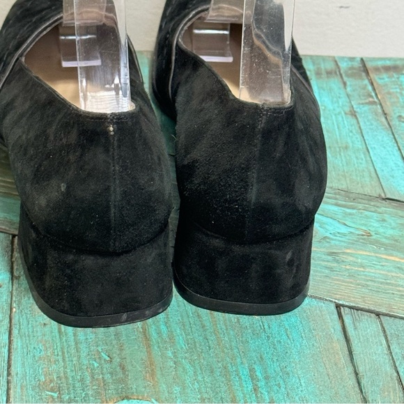 Salvatore Ferragamo Quilted Suede Square Toe Chunky Heels Size 9.5 Classic - Picture 7 of 13